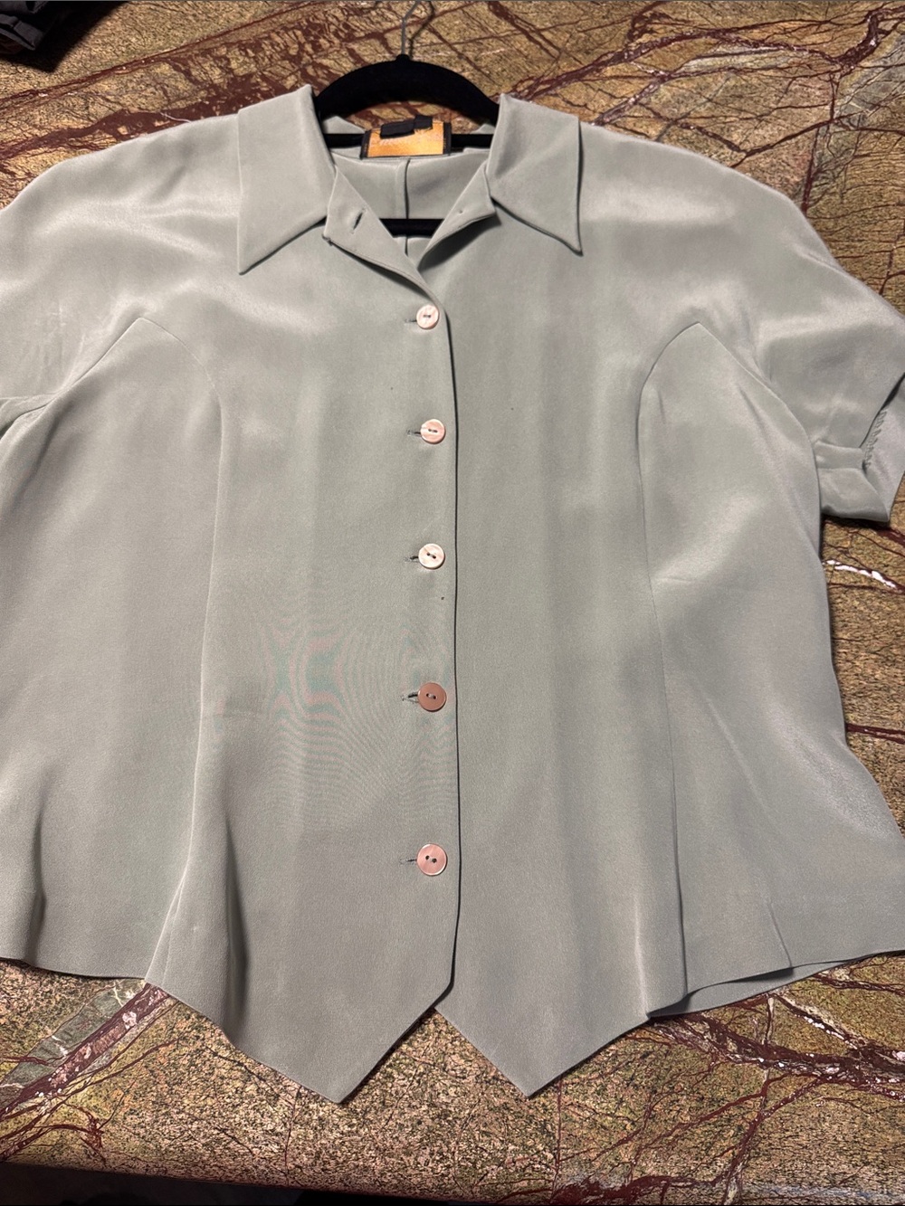 Classiques Entier Short-Sleeve Button-Front Shirt in Sage